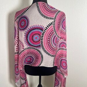 Vibrant Pink and Blue Patterned Shawl